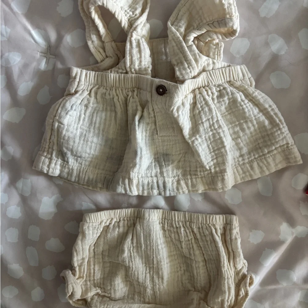 Carter's Cream Diaper Cover Set with Pink Floral Embroidery